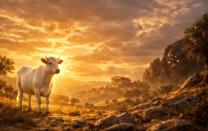 Io’nun Zeus tarafından ineğe dönüştürülmesi ve Argos’un gözetimi altındaki mitolojik sahne